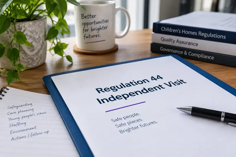 Regulation 44 independent visit paperwork prepared for an oversight review